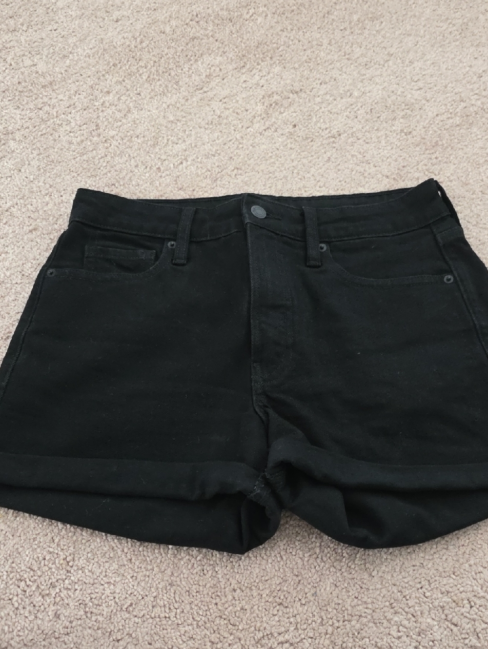 Old Navy High Rise Black Cuffed Denim Short